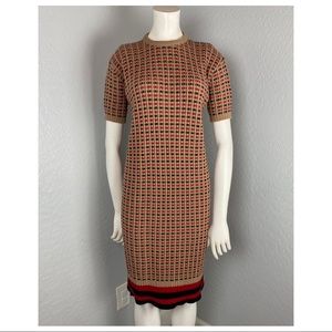 Vintage Countrywise Tan & Maroon Swetaer Dress